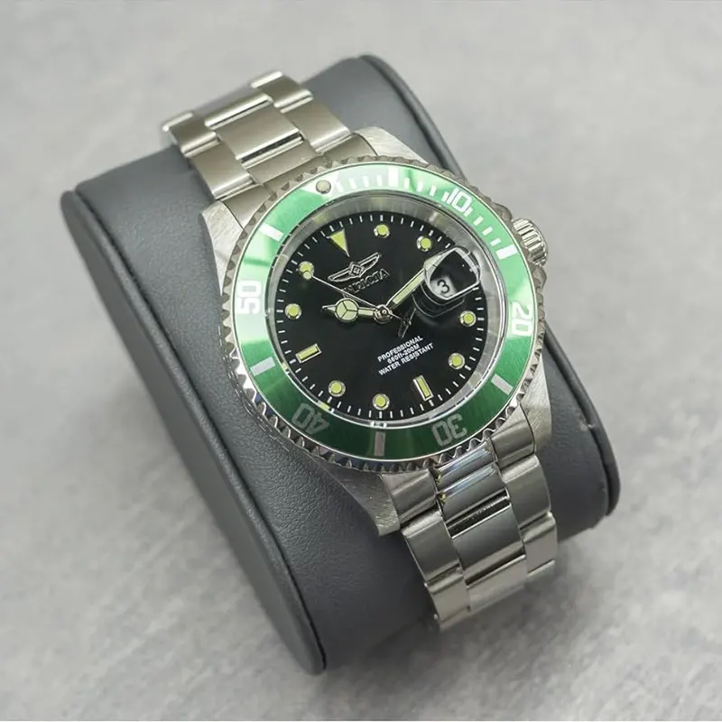 Invicta Pro Diver Green Bezel Black Dial Trendy Men's Watch- 47353